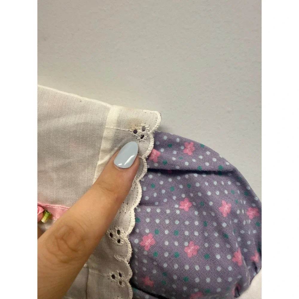 Vintage Evy Toddler Girls Purple Star Polka Dot Dress Eyelet Collar 2T M4188